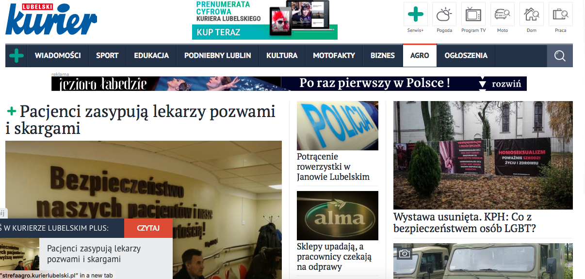 Скриншот сайта издания “Любельский курьер” (http://www.kurierlubelski.pl)