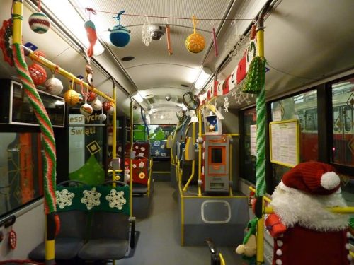 праздничный троллейбус Рождество Люблин Польша